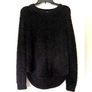 New Directions Fuzzy Black Crew Neck Sweater